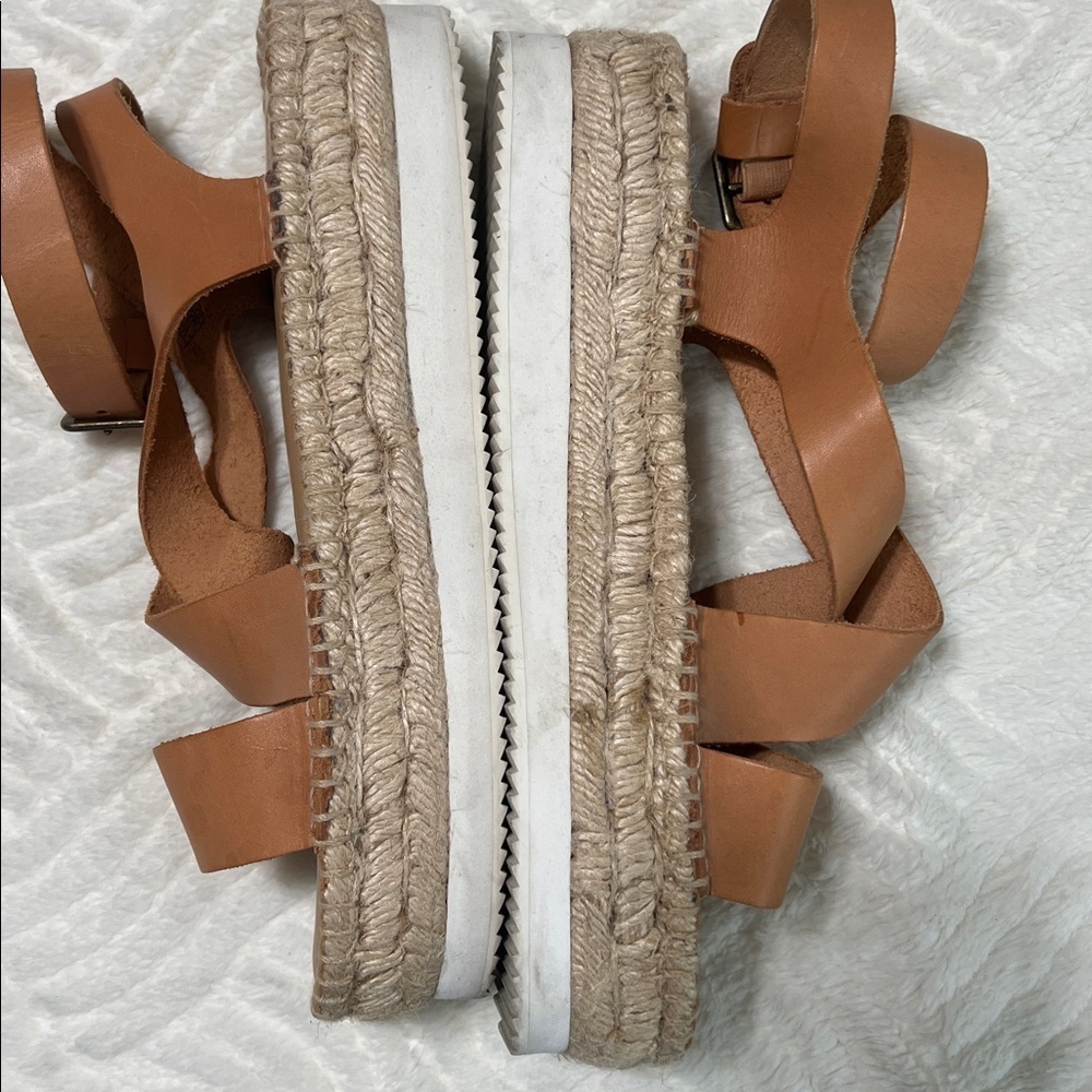 Soludos Olympia Tan Leather Platform Espadrille Sandals Size 10 EUC - Picture 5 of 16